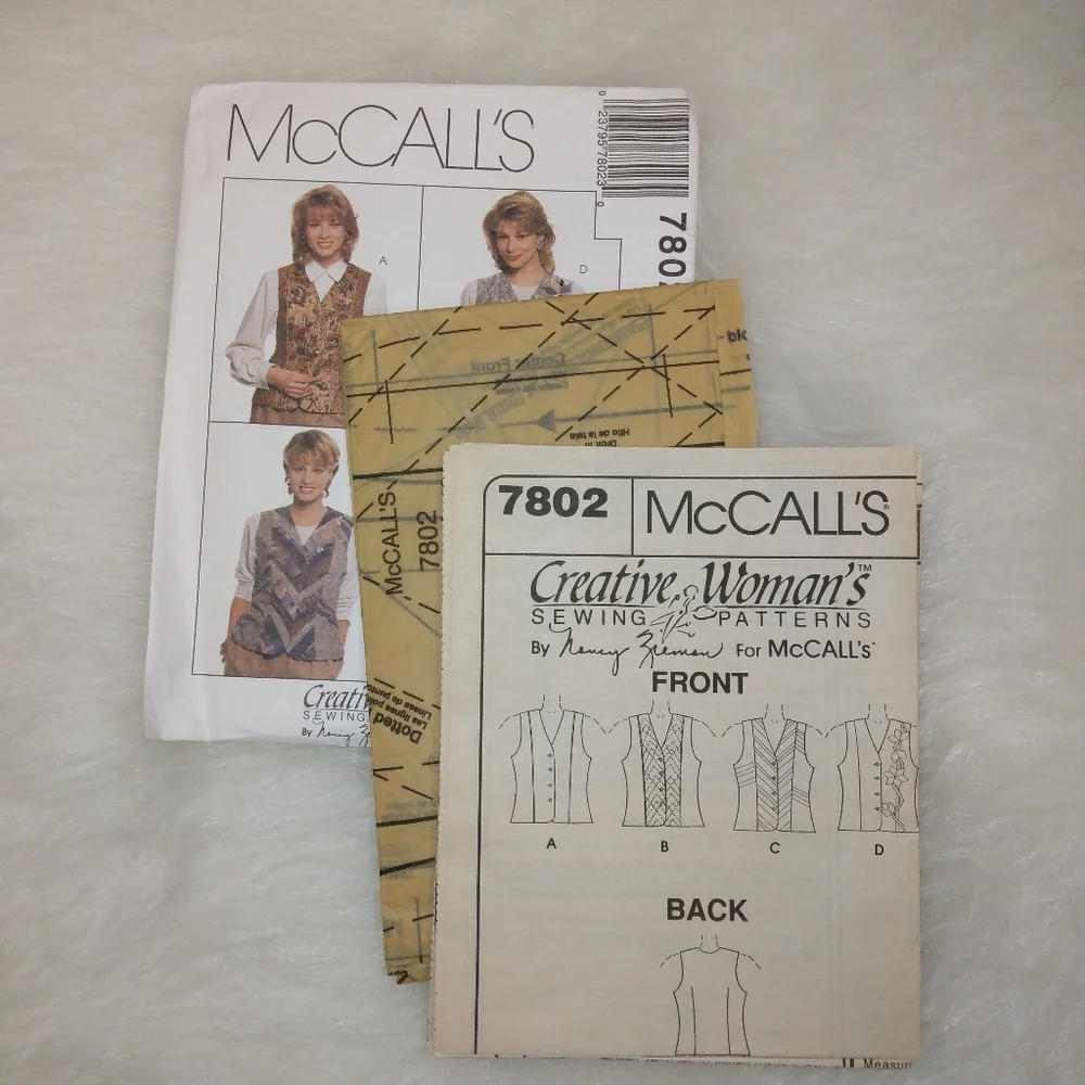 McCall's 7802 Misses' vests variations Size 16-18